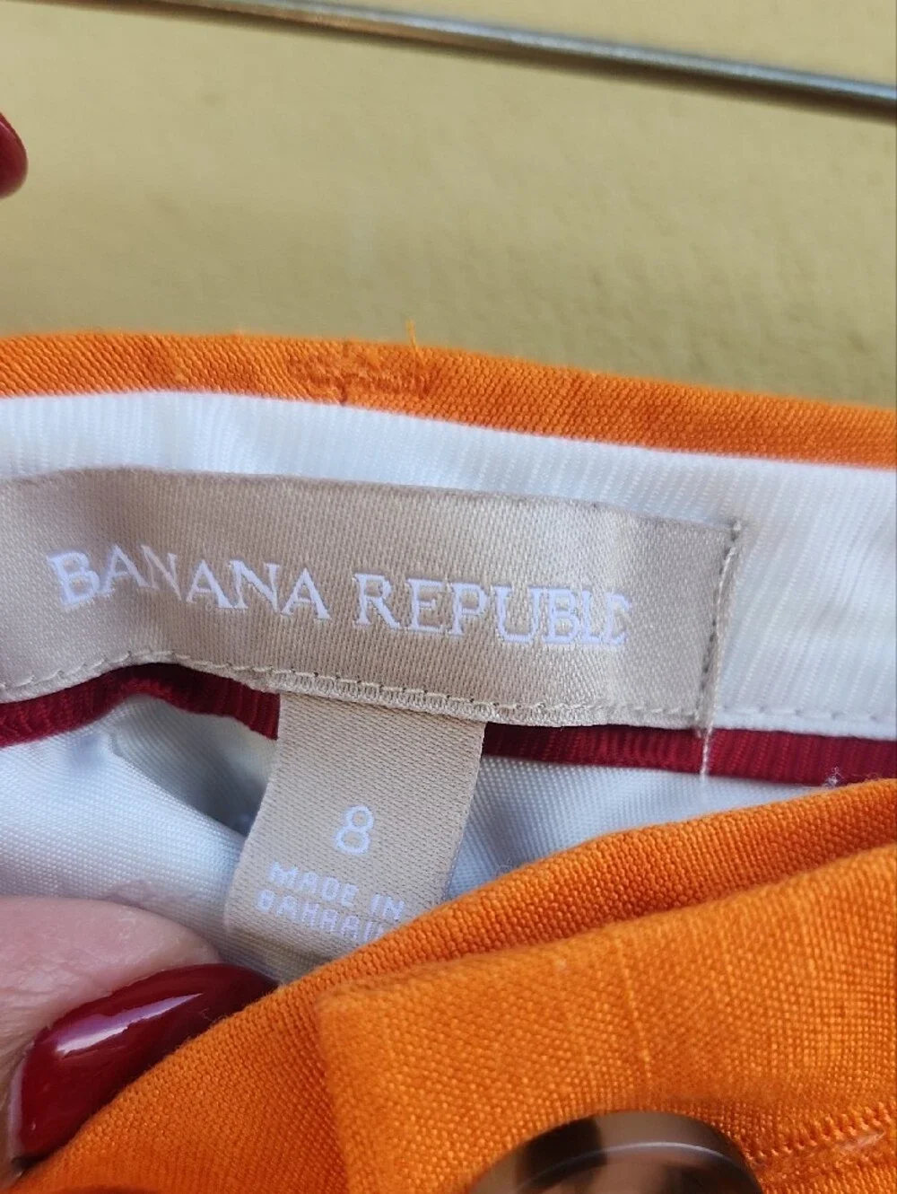 Banana Republic Linen Wide-Leg Trousers in Bright Orange